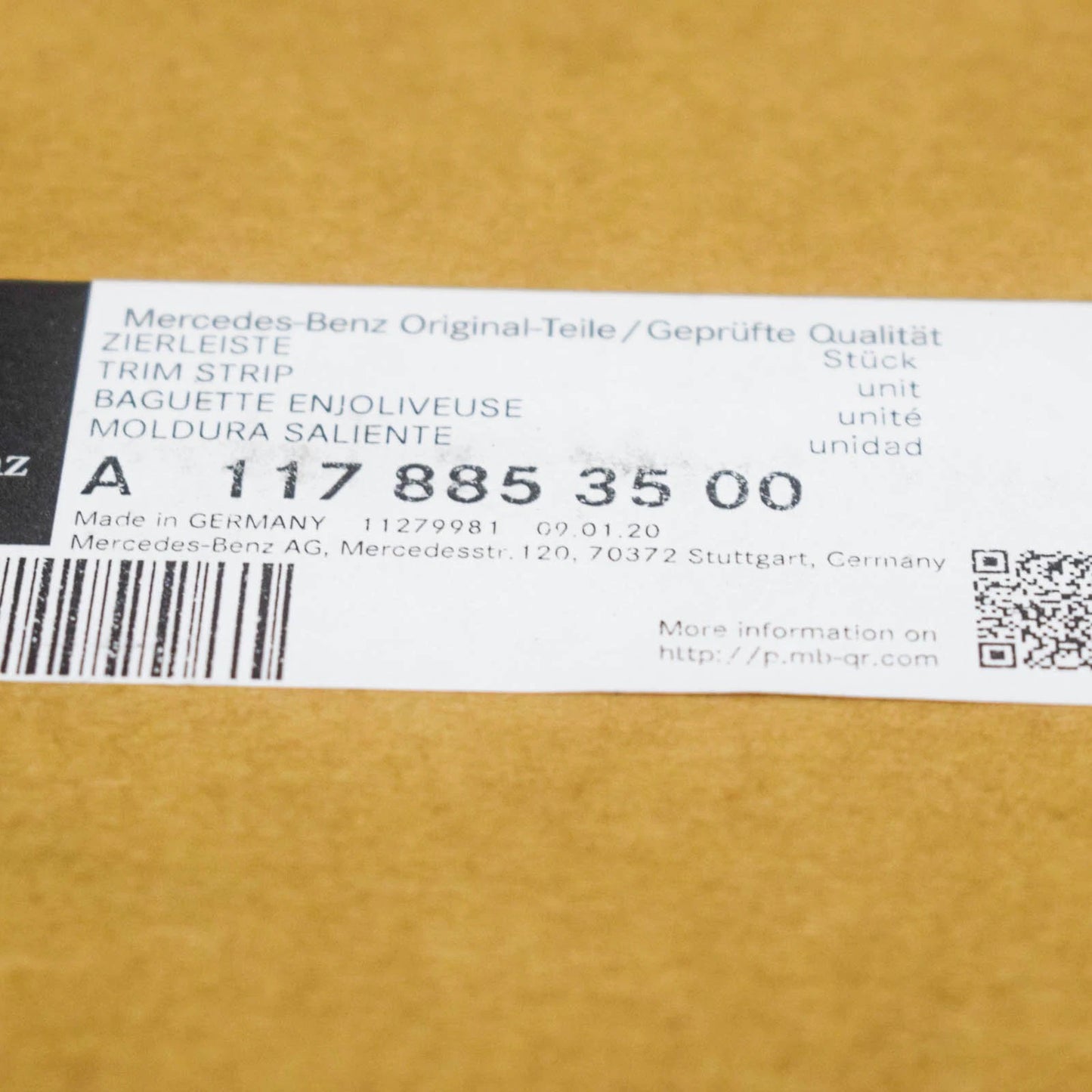 NEW MERCEDES-BENZ CLA COUPE C117 REAR BUMPER BOTTOM MOULDING A1178853500