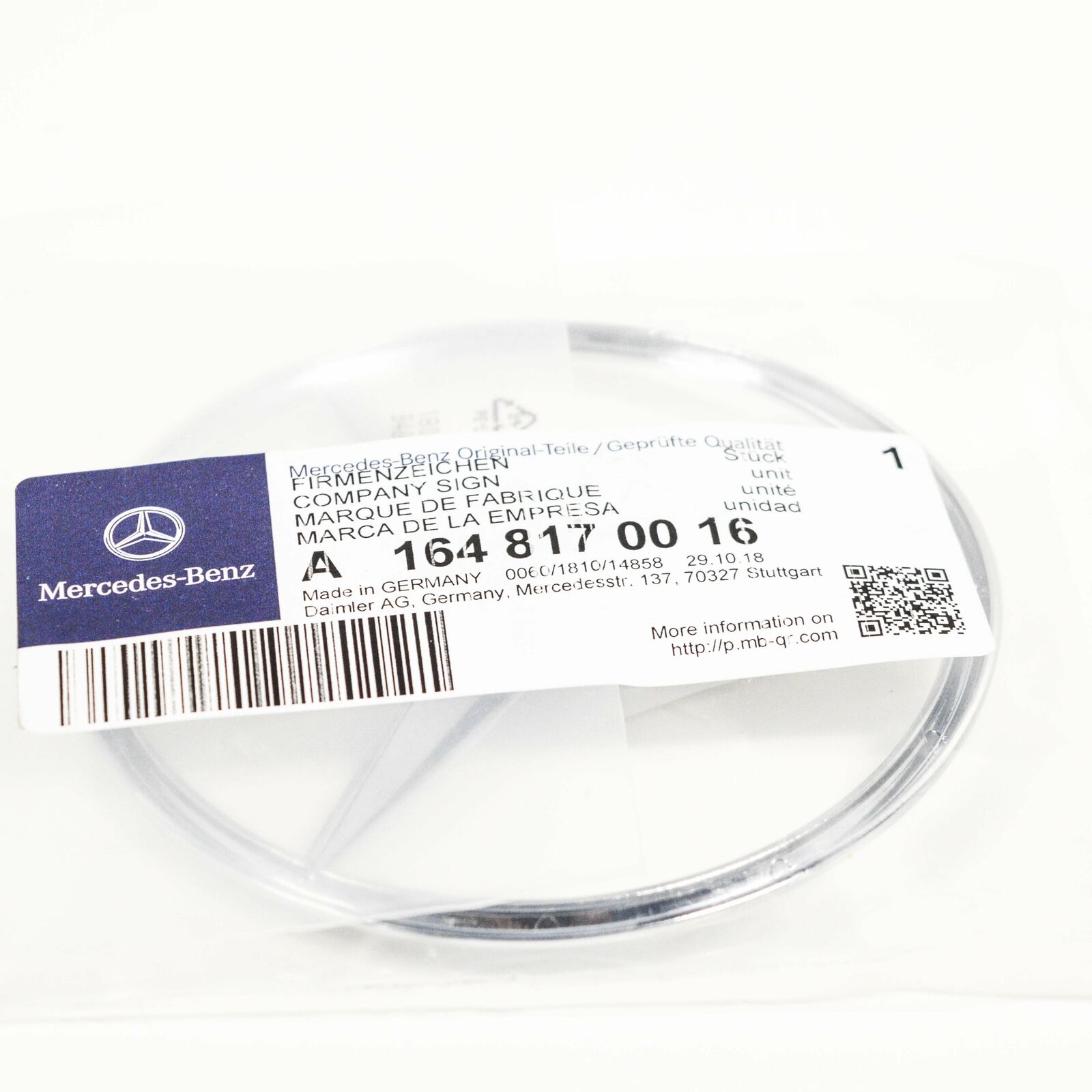 NEW MERCEDES-BENZ ML-CLASS W164 TRUNK BOOT LID BADGE EMBLEM A1648170016 ORIGINAL