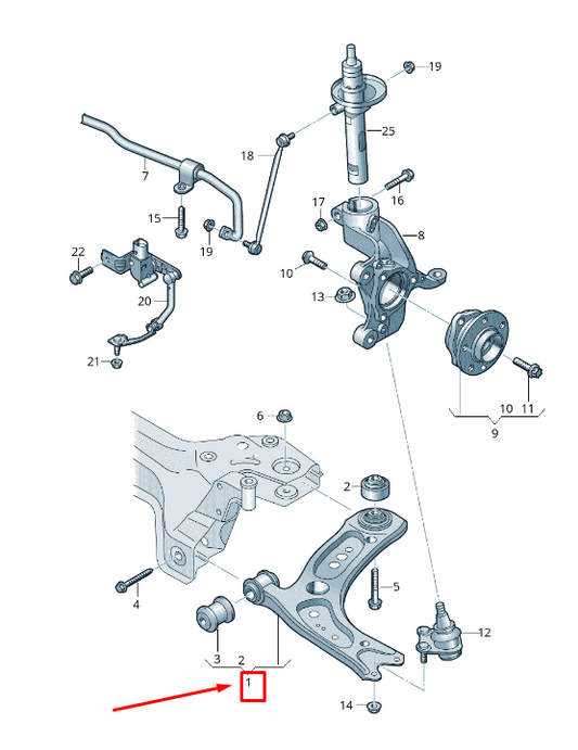 new vw t-roc a1 front left lower wishbone arm 5q0407151ac original