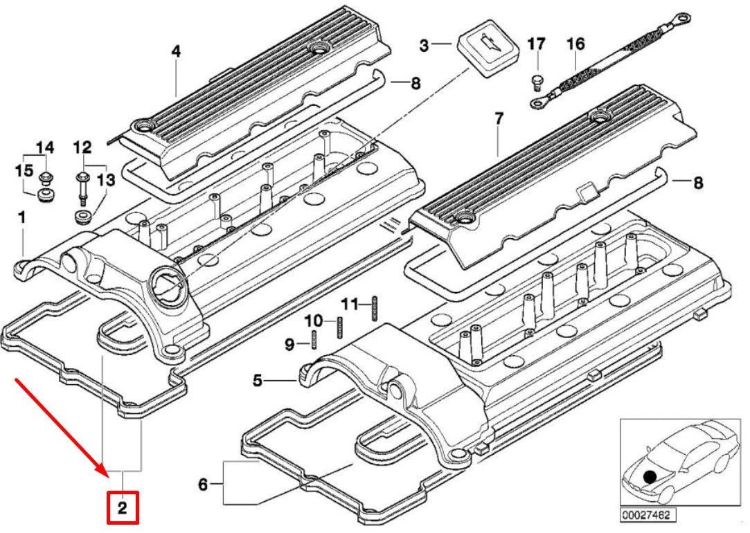 NEW BMW 5 E39 CYLINDER HEAD COVER GASKET 11120001269 0001269 ORIGINAL