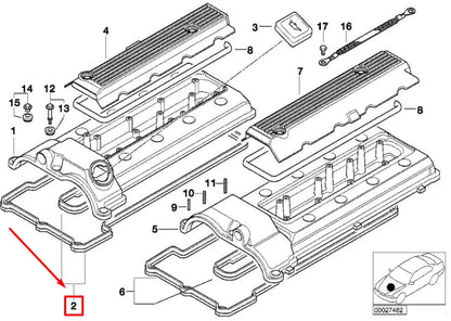 NEW BMW 5 E39 CYLINDER HEAD COVER GASKET 11120001269 0001269 ORIGINAL