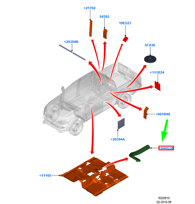 new ford ranger t6 mk1 floor insulator panel lhd 1742484 original