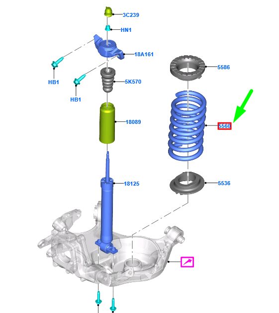 new ford mondeo mk5 rear coil spring dg9c-5560-uec 1859820 original