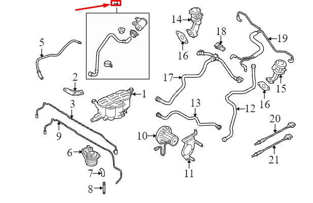 NEW AUDI Q5 8R VAPOR CANISTER BREATHER LINE 8R0201997AA ORIGINAL