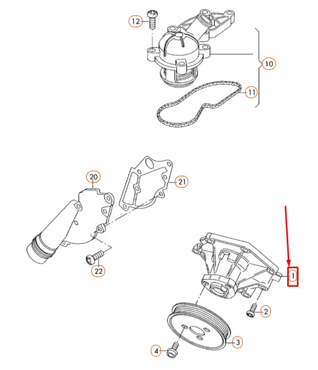NEW AUDI A4 B8 COOLANT PUMP 06E121018B