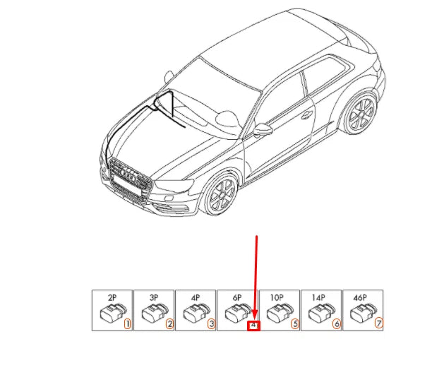 NEW AUDI A3 8V FLAT CONTACT HOUSING 6 PIN BLACK 7M0973119 ORIGINAL