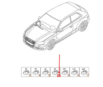 NEW AUDI A3 8V FLAT CONTACT HOUSING 6 PIN BLACK 7M0973119 ORIGINAL
