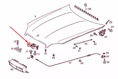 NEW MERCEDES-BENZ SLK R170 ENGINE HOOD CATCH UPPER PART RHD A1708800660 ORIGINAL