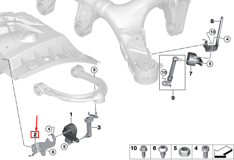 new bmw 5 touring g31 front left level sensor bracket 37146870965 original