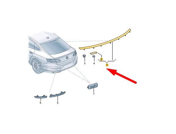 NEW VOLKSWAGEN ARTEON 3H7 ADDITIONAL BRAKE LAMP 3G8945087A ORIGINAL