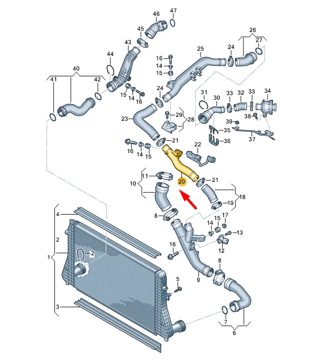 NEW VW GOLF MK6 CHARGE AIR COOLER PRESSURE PIPE 1K0145844A ORIGINAL