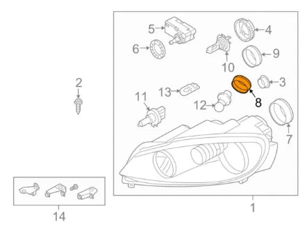 NEW VOLKSWAGEN TOUAREG 7L FRONT HEADLIGHT CENTER CAP 7L6941627A ORIGINAL