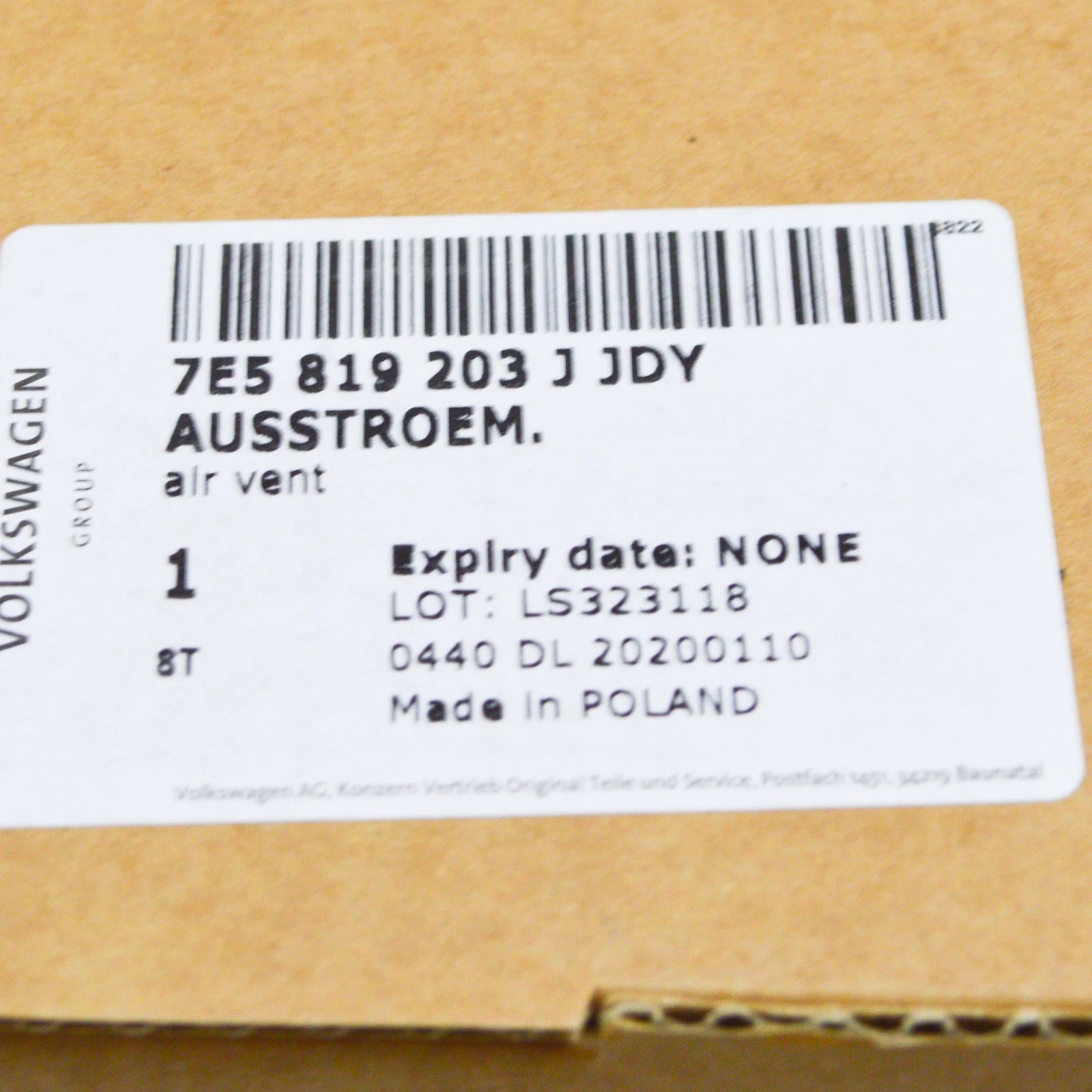 NEW VOLKSWAGEN TRANSPORTER T6 FRONT LEFT AIR VENT LHD 7E5819203JJDY