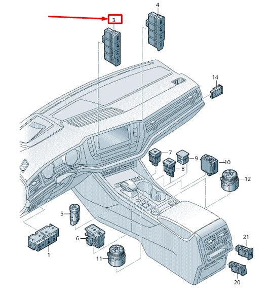 NEW VW TOUAREG CR CONTROL PANEL WITH PUSHBUTTONS 761927217ABWHS