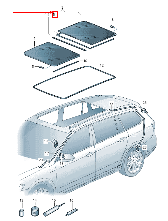 new vw tiguan ad rear sunroof glass lower seal 3g9877297 original