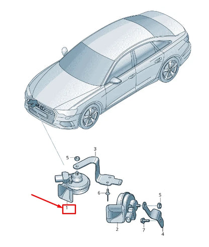 NEW AUDI A6 4A C8 UPPER RIGHT LOW TONE HORN SIGNAL 4K0951221
