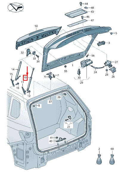 NEW VW TOUAREG CR REAR TAILGATE GAS STRUT 760827550B