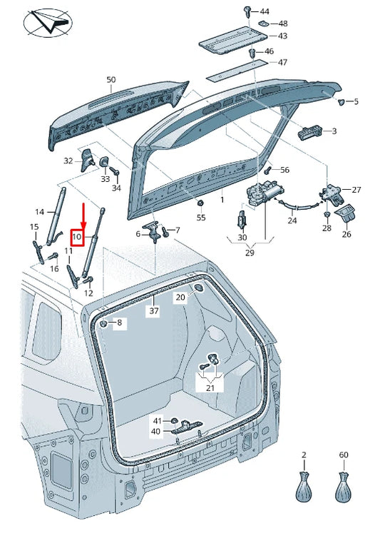 NEW VW TOUAREG CR REAR TAILGATE GAS STRUT 760827550B