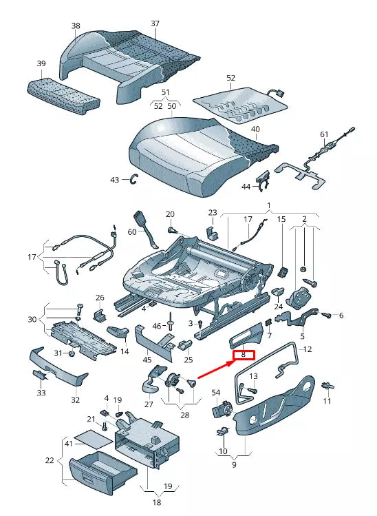 NEW VW TOURAN 5T FRONT RIGHT SEAT HEIGHT ADJUST HANDLE 510882252ARM5