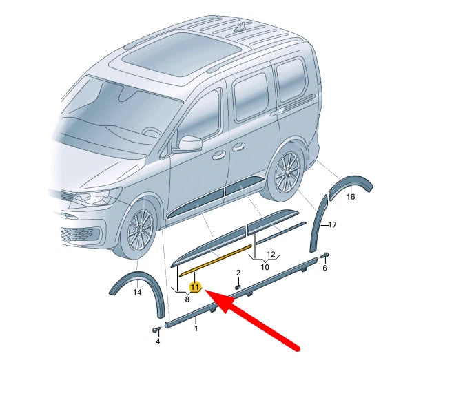 NEW VW CADDY MK4 SB FRONT LEFT DOOR PROTECTIVE STRIP 2K78530533Q7 ORIGINAL