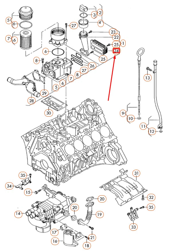 NEW VOLKSWAGEN TOUAREG 7L MK1 ENGINE OIL COOLER 07Z117021A ORIGINAL