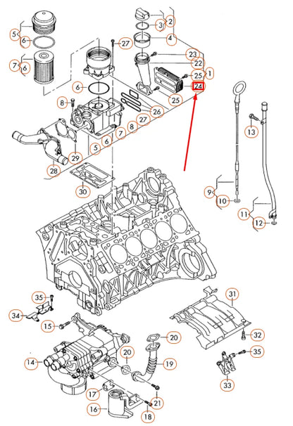 NEW VOLKSWAGEN TOUAREG 7L MK1 ENGINE OIL COOLER 07Z117021A ORIGINAL