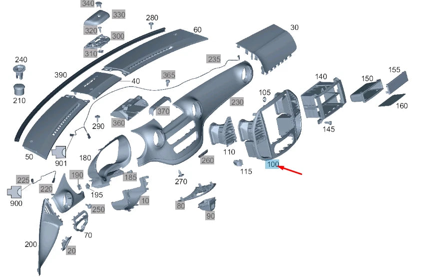NEW MB VITO W447 DASH PANEL UPPER CENTER COVER TRIM A44768010079051