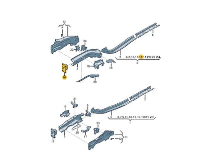 NEW AUDI A1 SPORTBACK GBA RIGHT FRONT SIDE MEMBER COVER PLATE 2Q0804182