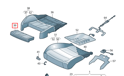 NEW VW PASSAT VARIANT B8 3G5 FRONT LEFT SEAT EXTENSION PAD 3G0881439B ORIGINAL