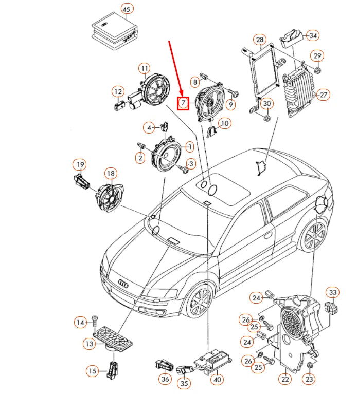 NEW AUDI A3 8P REAR DOOR MID-RANGE BASS SPEAKER 8E0035411B ORIGINAL