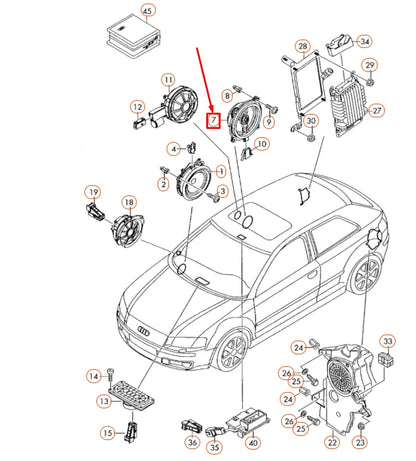 NEW AUDI A3 8P REAR DOOR MID-RANGE BASS SPEAKER 8E0035411B ORIGINAL