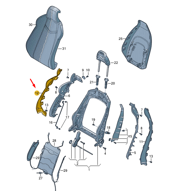 new audi a4 b9 front left seat right side back trim 8w0881318d6ps original