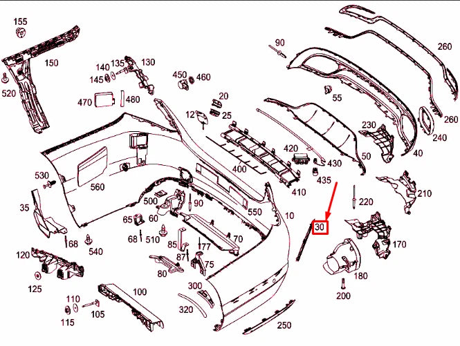 NEW MERCEDES-BENZ C W205 REAR BUMPER LEFT GRILLE COVER A2058850053 ORIGINAL
