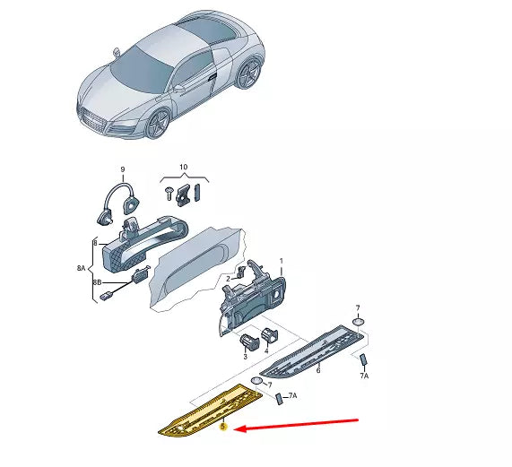NEW AUDI R8 42 FRONT RIGHT DOOR HANDLE TRIM PLATE RHD 424837240CGRU ORIGINAL