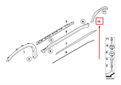 NEW BMW X5 E70 REAR LEFT FENDER MOLDING 7206867 51777206867 ORIGINAL