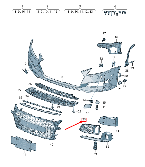 NEW AUDI TT FV FRONT LEFT AIR GUIDE GRILLE 8S0807681H9B9 ORIGINAL
