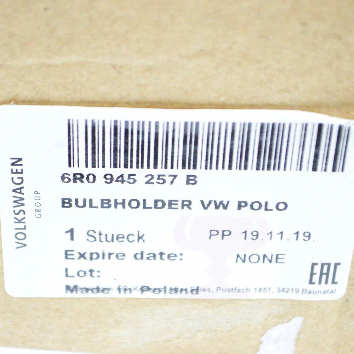 NEW VOLKSWAGEN POLO 6R REAR LEFT TAILLIGHT BULB HOLDER 6R0945257B