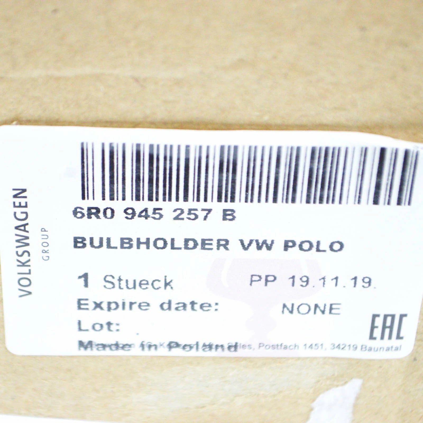 NEW VOLKSWAGEN POLO 6R REAR LEFT TAILLIGHT BULB HOLDER 6R0945257B