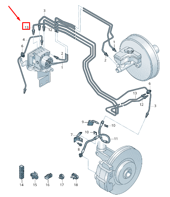 new audi q3 f3 brake pipe from hydraulics to separation point 5qb614726d