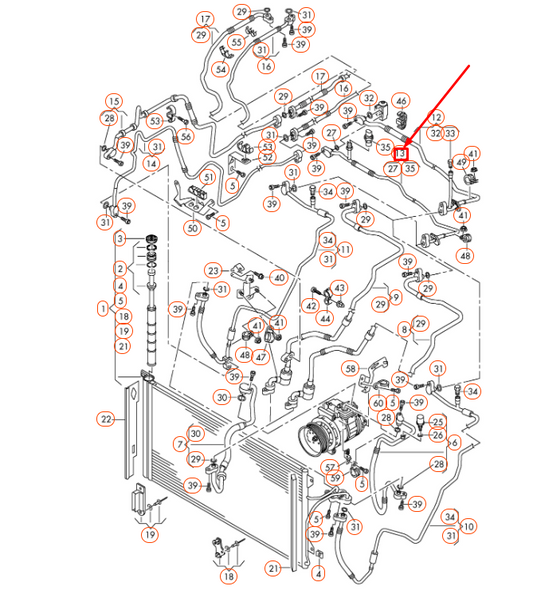 new audi q7 4l a/c refrigerant line rhd 7l6820741g original