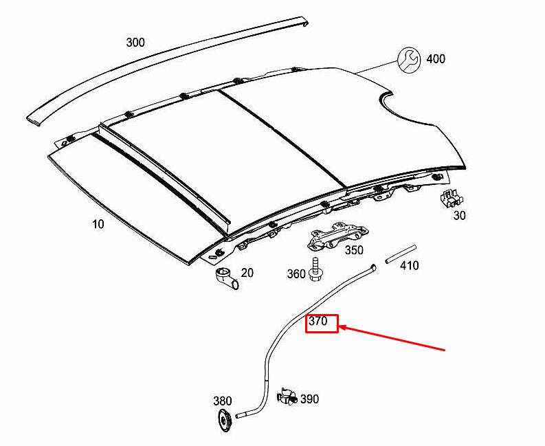 new mercedes-benz b w246 front roof water drain hose a2466390094 original