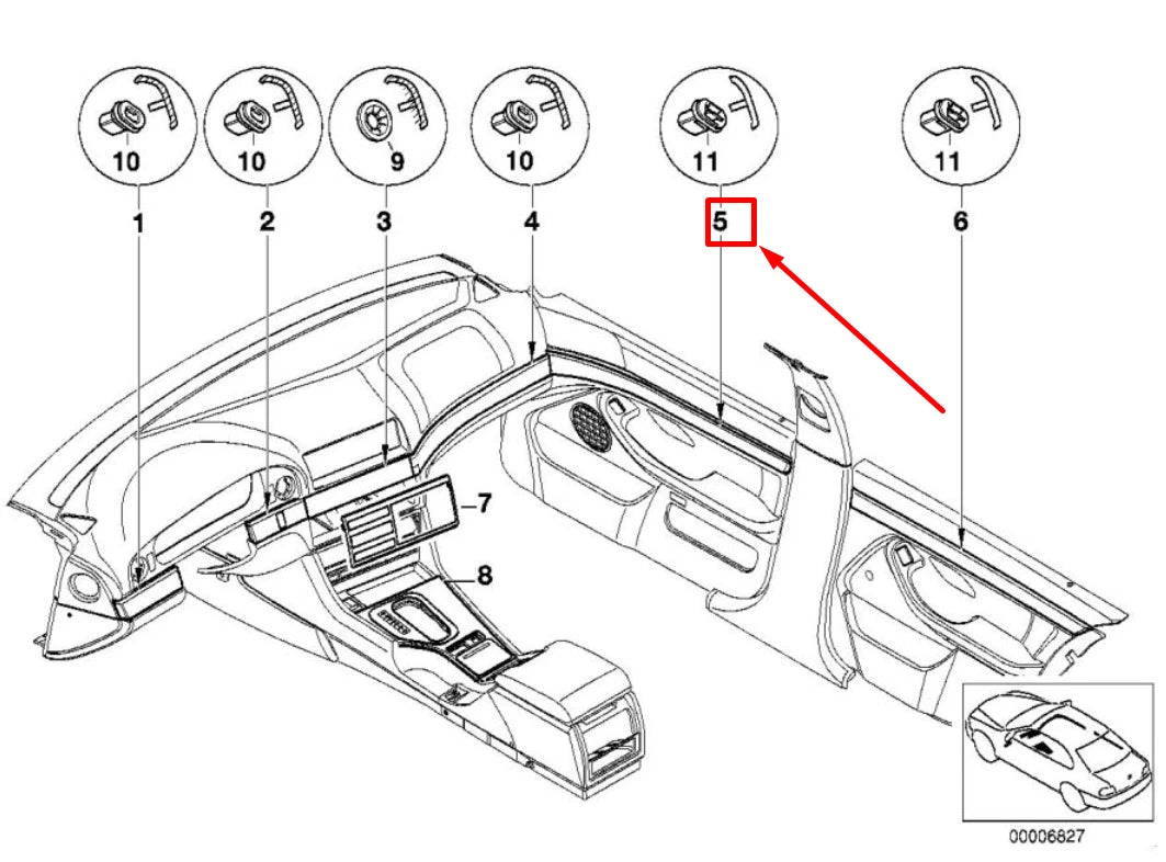 NEW BMW 5 E39 FRONT LEFT DOOR WOODEN STRIP 8159639 51418159639 ORIGINAL