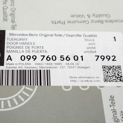 NEW MB C-CLASS W205 FRONT RIGHT EXTERIOR DOOR HANDLE A09976056017992 ORIGINAL