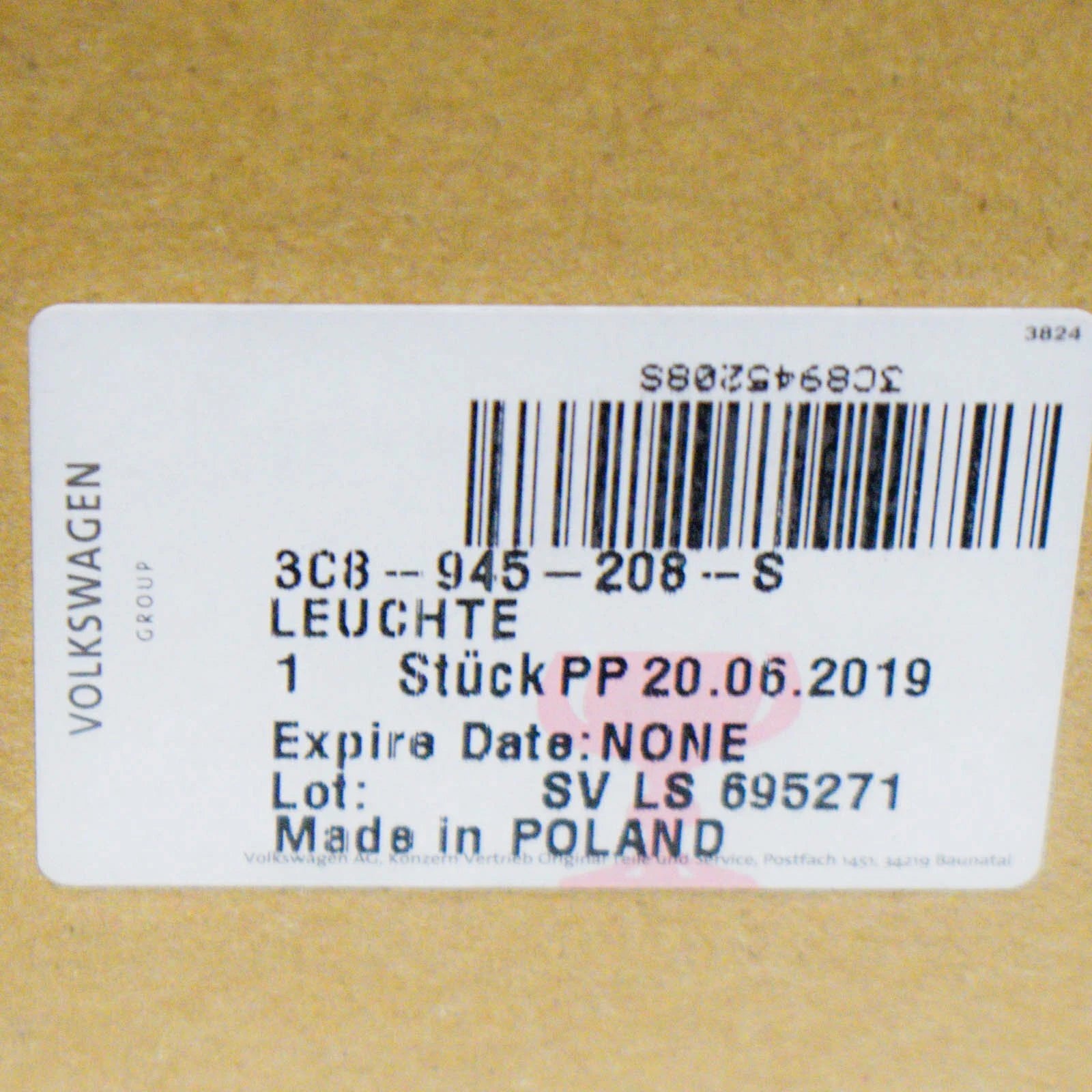 NEW VOLKSWAGEN PASSAT CC REAR RIGHT OUTER TAIL LIGHT LAMP 3C8945208S ORIGINAL