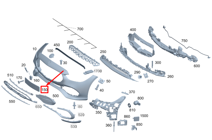 new mercedes-benz c w206 front bumper license plate holder a2068808302 original