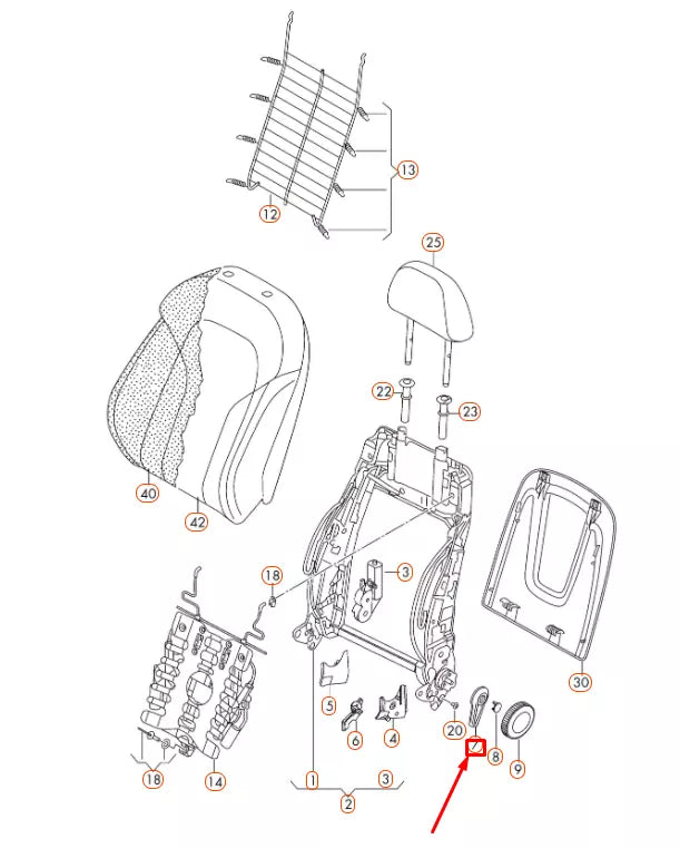 NEW AUDI Q3 8U FRONT RIGHT SEAT BACKREST ADJUSTMENT HANDLE 5N088160682V