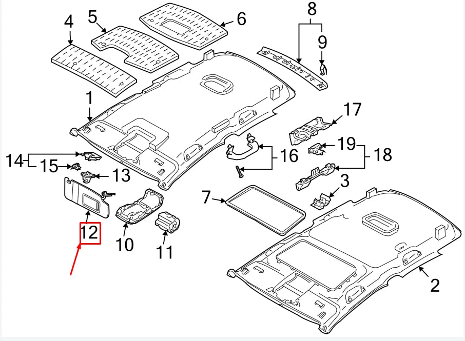 NEW VW GOLF VI 5K MK6 FRONT RIGHT SIDE SUN VISOR 1K0857552S3H8