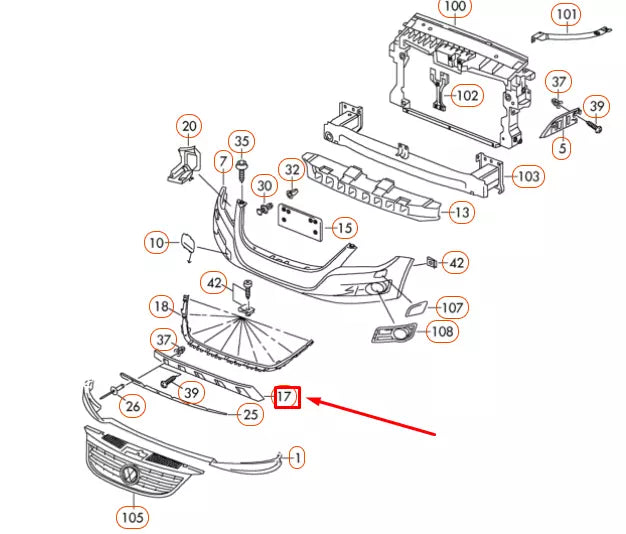NEW VW TIGUAN 5N MK1 FRONT BUMPER LOWER UNDERRUN BAR 5N0807532BAV3 ORIGINAL