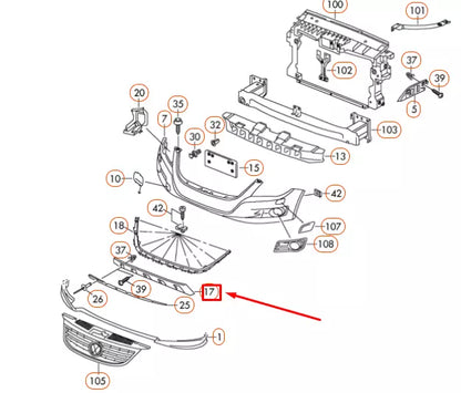 NEW VW TIGUAN 5N MK1 FRONT BUMPER LOWER UNDERRUN BAR 5N0807532BAV3 ORIGINAL