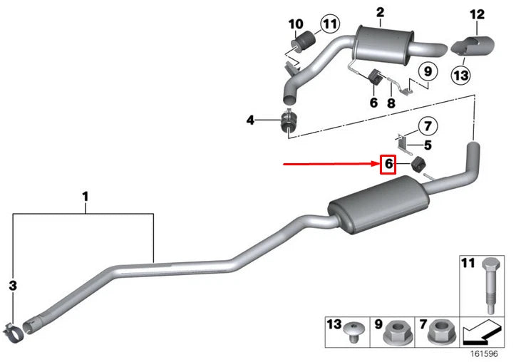 NEW BMW 1 E81 REAR EXHAUST SYSTEM RUBBER MOUNTING 18207578238 ORIGINAL